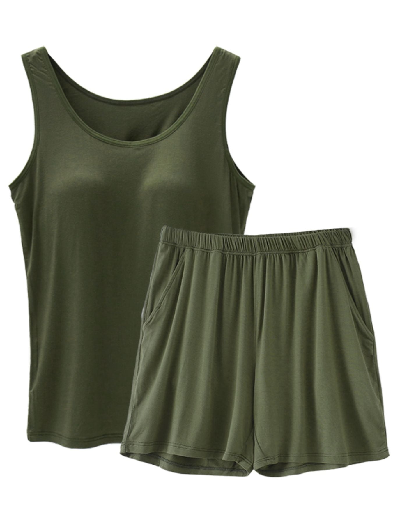 Women's Casual Set Basic Sleeveless Tank Top and Shorts Loungwear Plus Size