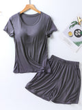 Plus Size Women's Casual Lounge Set Bra Padded Basic T-Shirt and Shorts
