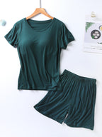 Plus Size Women's Casual Lounge Set Bra Padded Basic T-Shirt and Shorts
