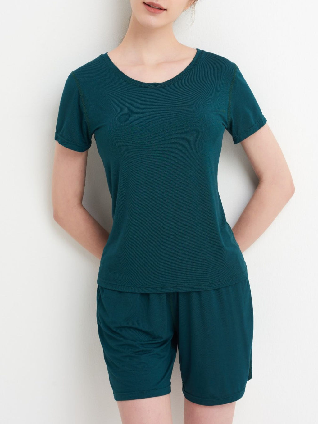Plus Size Women's Casual Lounge Set Bra Padded Basic T-Shirt and Shorts