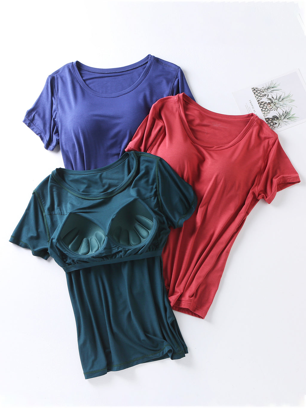 Plus Size Women's Casual Lounge Set Bra Padded Basic T-Shirt and Shorts