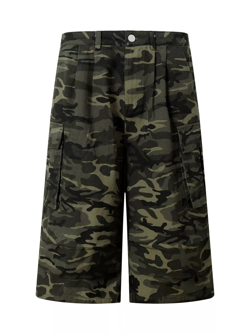 Men's Camouflage Cargo Wide-Leg Capris | 100% Cotton Casual Pants