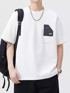 Men's Cotton T-Shirt Casual Pocket Design Top Short Sleeve Plus Sizes