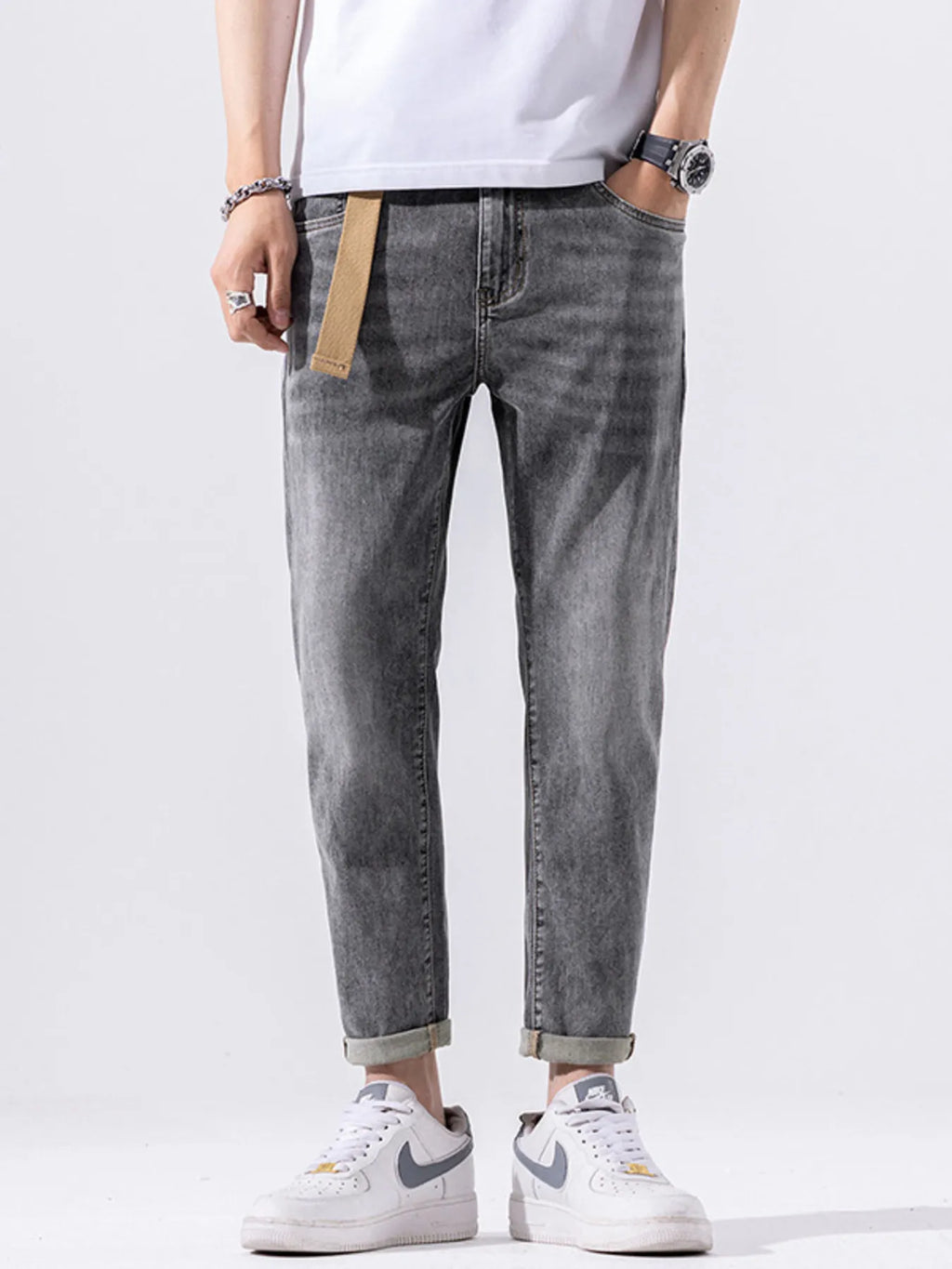 Men's Jeans Casual Gray Wash Denim Pants Gray Men_s_Jeans_Casual_Gray_Wash_Denim_Pants Trendsi