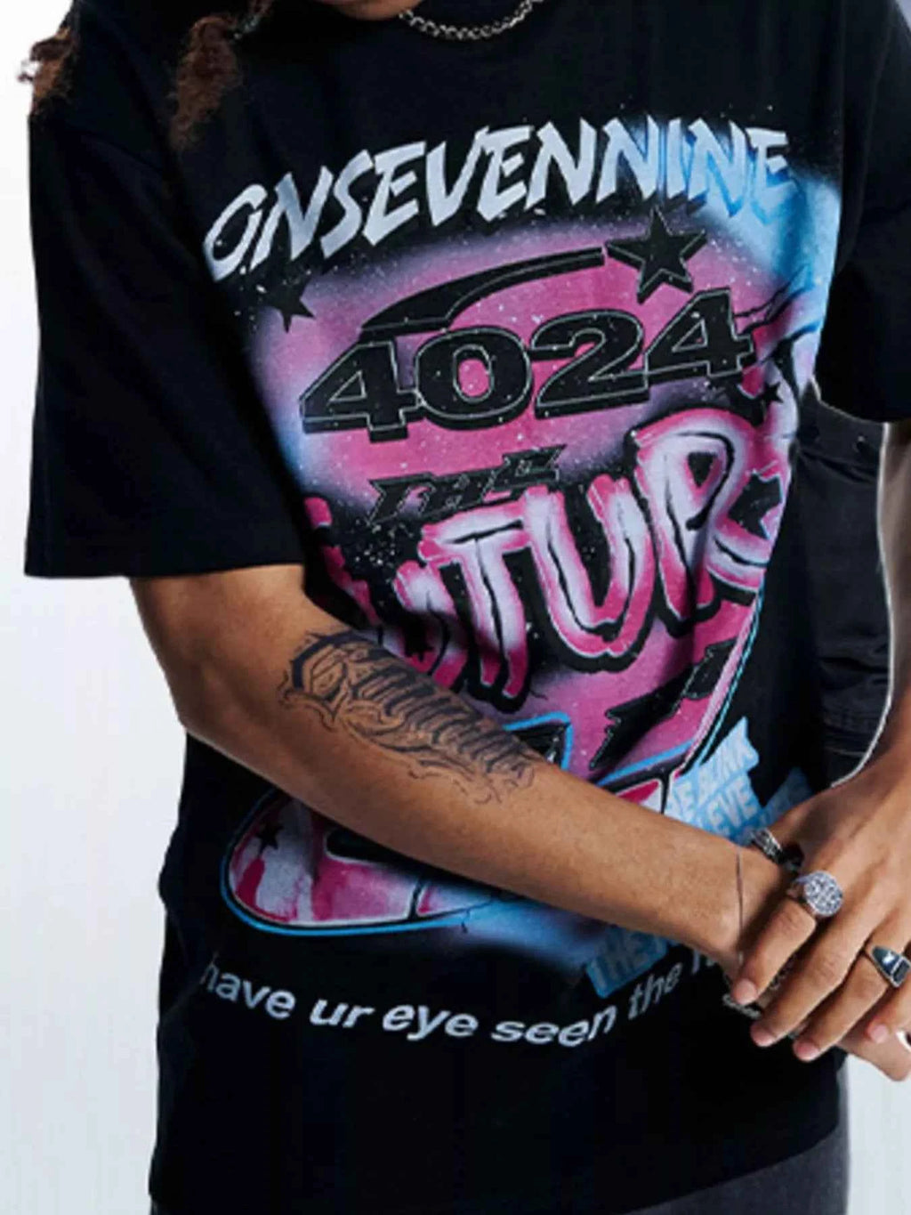 Men's Oversized T-Shirt Cotton Onsevennine Future Graphic Short Sleeve Top