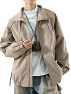 Men's Plus Size Zip-Up Raglan Jacket | Loose Autumn Coat M–XXXXL