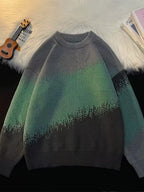 Men's Sweater Gradient Gray Green Color Block Oversized Knit Pullover Gray Men_s_Sweater_Gradient_Gray_Green_Color_Block_Oversized_Knit_Pullover Trendsi