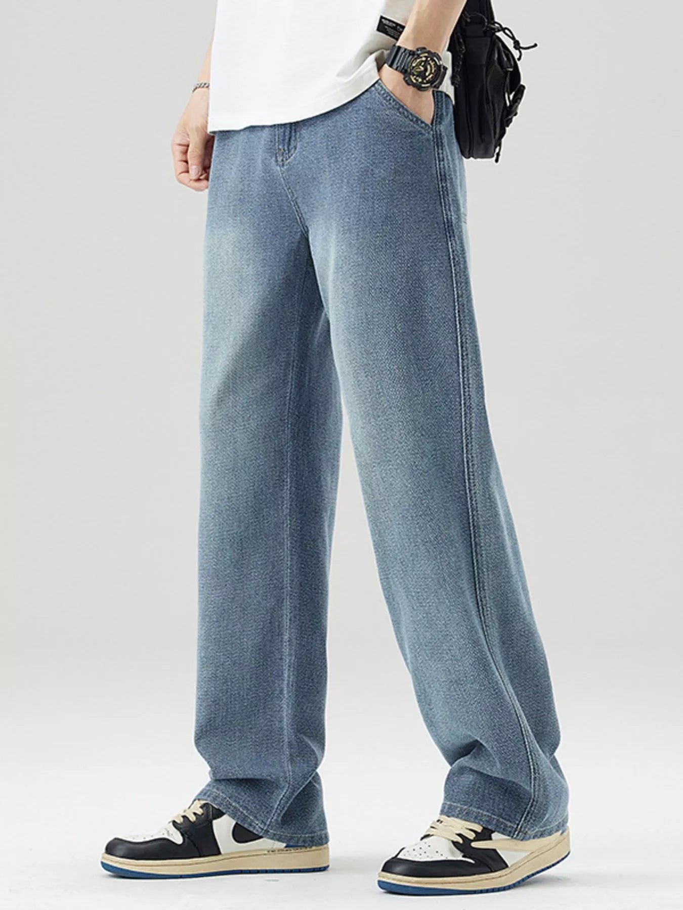 Men's Wide Leg Jeans Vintage Blue Wash Loose Denim Classic Pants Blue Men_s_Wide_Leg_Jeans_Vintage_Blue_Wash_Loose_Denim_Classic_Pants Trendsi