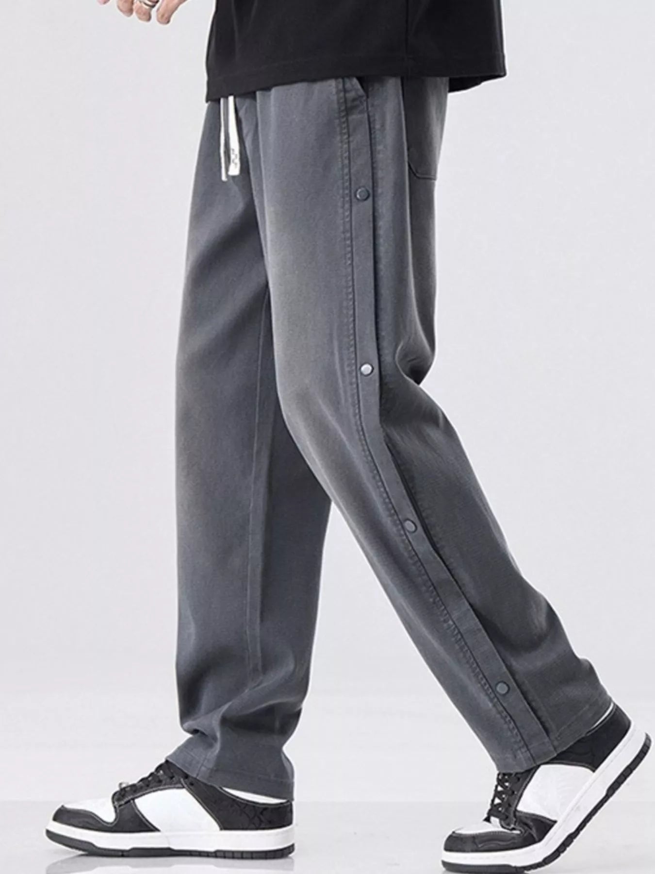 Men's Wide Leg Pants Drawstring Waist Washed Plus Sizes M-4XL