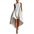 Midi Dress High-Low Sleeveless Round Neck Summer Oversized Loose with Pockets