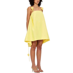 Mini A-Line Dress Yellow Floral Strap Ruffle Backless Zipper High Low Party Dress