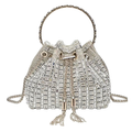 Mini Bucket Rhinestone Beaded Women's Fashion Drawstring Chain Crossbody Bag