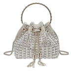 Mini Bucket Rhinestone Beaded Women's Fashion Drawstring Chain Crossbody Bag