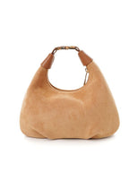 Fashion Women's Suede Tote Bag Cute Bear Charm Lock Strap Small Zipper Purse