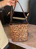 Women's Leopard Mini Crossbody Bag Pu Leather Casual Zipper Purses