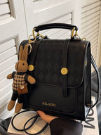 Casual Women's Backpacks Mini Flap Argyle Diamond Minimal Pu Leather Bags