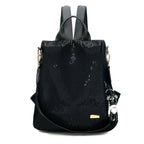 Sequin Backpack Fashion Women's Medium Black Flap Multifunction Shoulder Bag