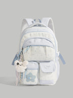 Casual Backpack Star Baby Light Blue Multi Zip Pockets Large Outdoor Bag