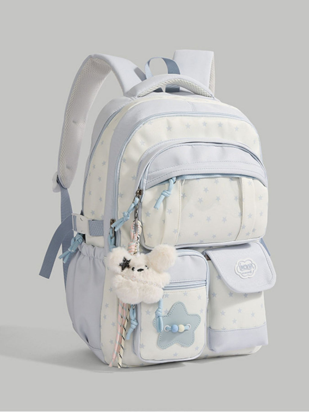 Casual Backpack Star Baby Light Blue Multi Zip Pockets Large Outdoor Bag