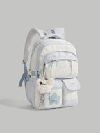 Casual Backpack Star Baby Light Blue Multi Zip Pockets Large Outdoor Bag