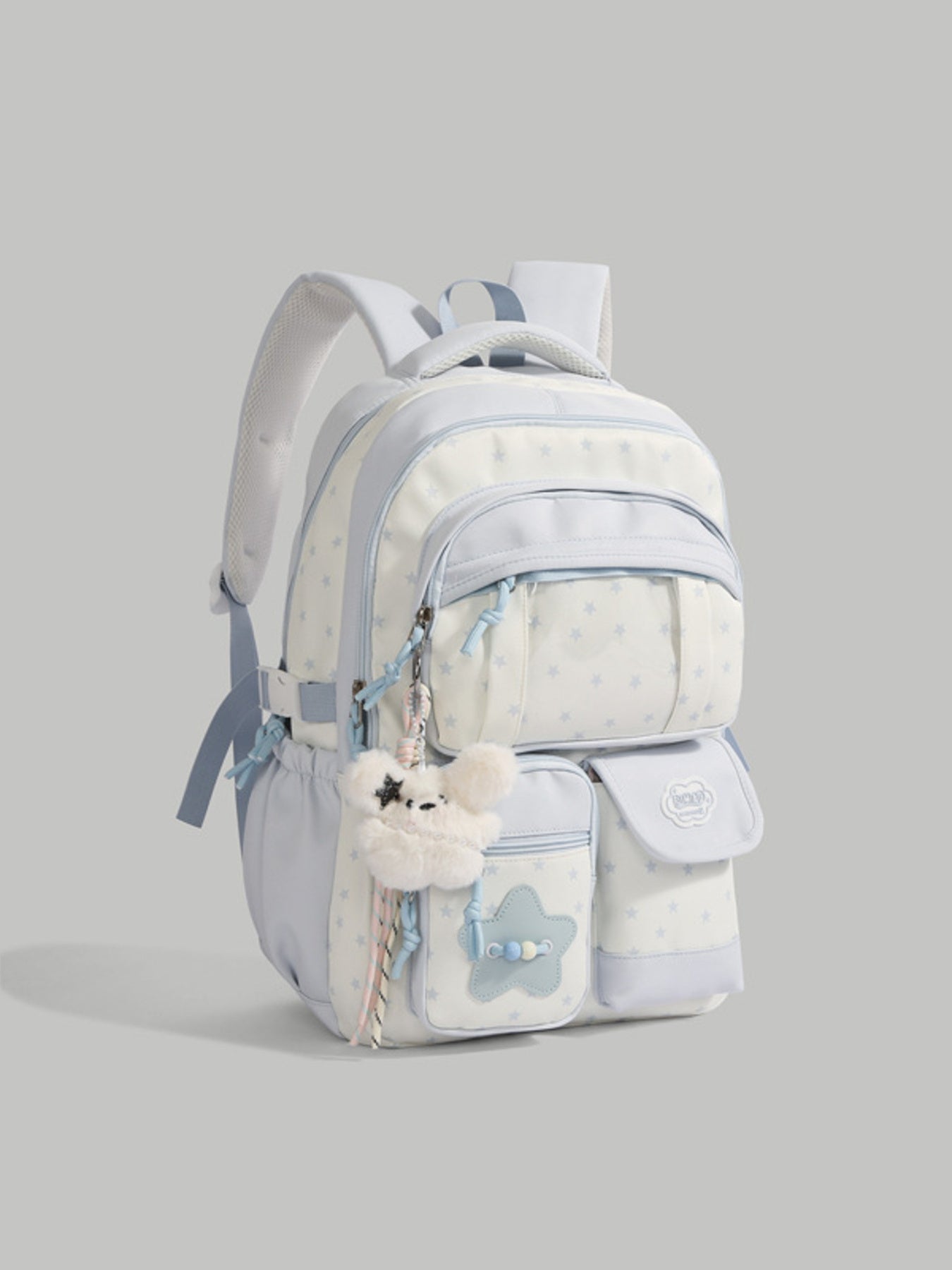 Casual Backpack Star Baby Light Blue Multi Zip Pockets Large Outdoor Bag