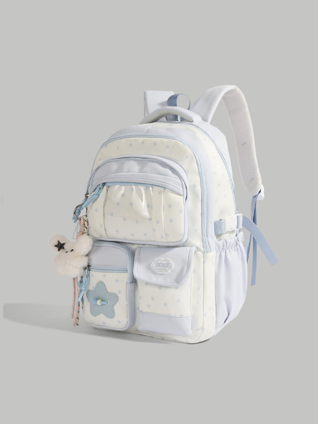 Casual Backpack Star Baby Light Blue Multi Zip Pockets Large Outdoor Bag