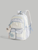 Casual Backpack Star Baby Light Blue Multi Zip Pockets Large Outdoor Bag