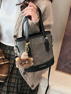 Women's Casual Bucket Crossbody Bag Mini Pu Leather Double Handles Purses