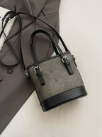 Women's Casual Bucket Crossbody Bag Mini Pu Leather Double Handles Purses