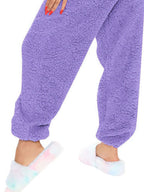 Women's Fleece Jumpsuit Hooded Zip V-Neck Open Back Snap Long Sleeve Overall