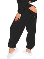 Women's Fleece Jumpsuit Hooded Zip V-Neck Open Back Snap Long Sleeve Overall