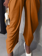 Women's Fashion Pleated Pants High-Waisted Wide Leg Balloon Casual Trousers