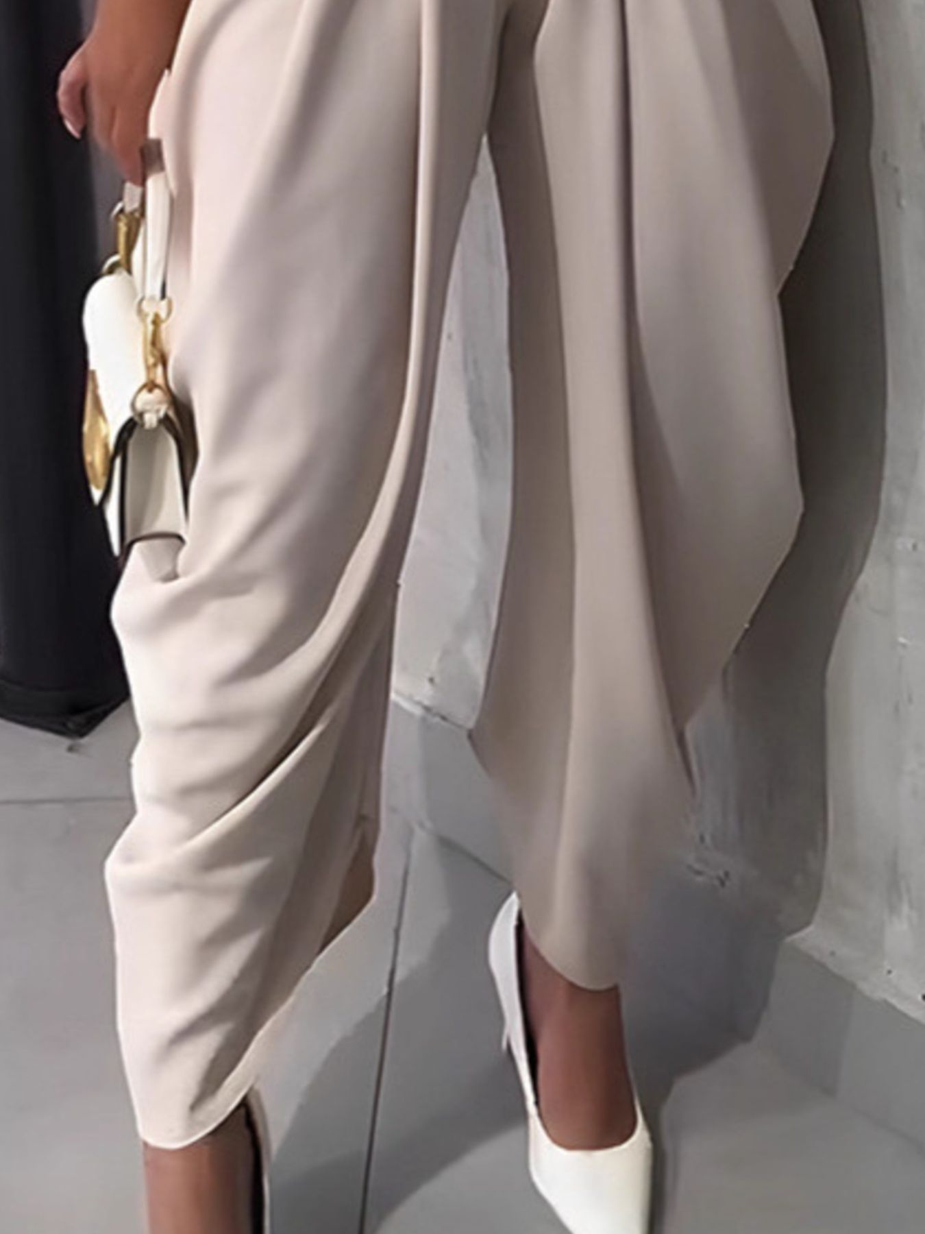 Women's Fashion Pleated Pants High-Waisted Wide Leg Balloon Casual Trousers