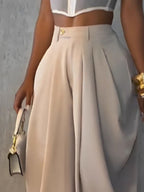 Women's Fashion Pleated Pants High-Waisted Wide Leg Balloon Casual Trousers