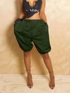 Casual Fashion Balloon Bermuda Women's Hight Waisted Loose Wide Leg Shorts