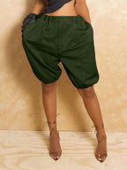 Casual Fashion Balloon Bermuda Women's Hight Waisted Loose Wide Leg Shorts