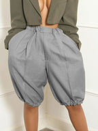 Casual Fashion Balloon Bermuda Women's Hight Waisted Loose Wide Leg Shorts