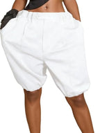 Casual Fashion Balloon Bermuda Women's Hight Waisted Loose Wide Leg Shorts