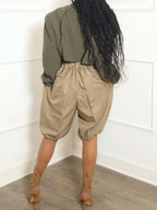 Casual Fashion Balloon Bermuda Women's Hight Waisted Loose Wide Leg Shorts