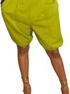 Casual Fashion Balloon Bermuda Women's Hight Waisted Loose Wide Leg Shorts