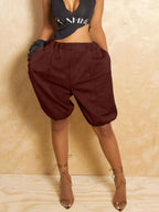 Casual Fashion Balloon Bermuda Women's Hight Waisted Loose Wide Leg Shorts