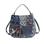 Nicole Lee USA Denim Hobo Tasche Bosque De Amor Blumen Patch Reißverschluss Umhängetasche