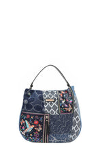 Nicole Lee USA Denim Hobo Tasche Bosque De Amor Blumen Patch Reißverschluss Umhängetasche
