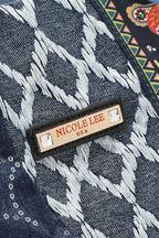 Nicole Lee USA Denim Hobo Tasche Bosque De Amor Blumen Patch Reißverschluss Umhängetasche