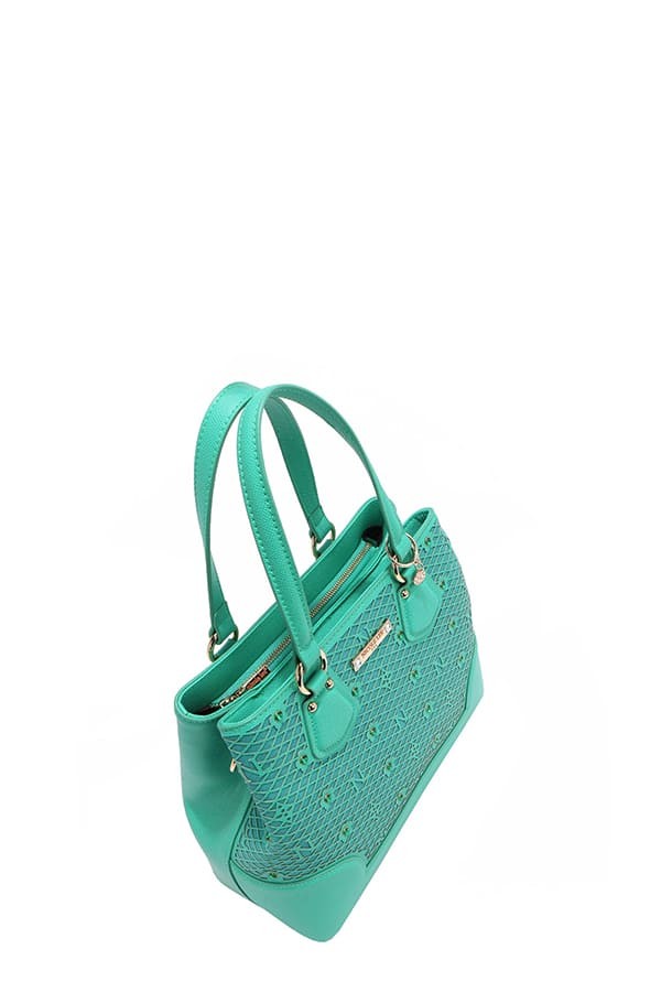 Nicole Lee USA Tote Bag Flower Rhinestone Beaded Diamond Patter Vegan Leather