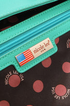 Nicole Lee USA Tote Bag Flower Rhinestone Beaded Diamond Patter Vegan Leather