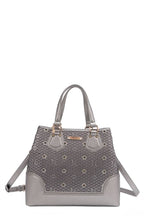 Nicole Lee USA Tote Bag Flower Rhinestone Beaded Diamond Patter Vegan Leather