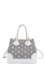 Nicole Lee USA Tote Bag Flower Rhinestone Beaded Diamond Patter Vegan Leather
