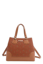 Nicole Lee USA Tote Bag Flower Rhinestone Beaded Diamond Patter Vegan Leather