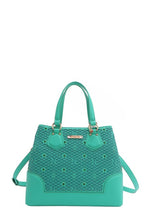 Nicole Lee USA Tote Bag Flower Rhinestone Beaded Diamond Patter Vegan Leather